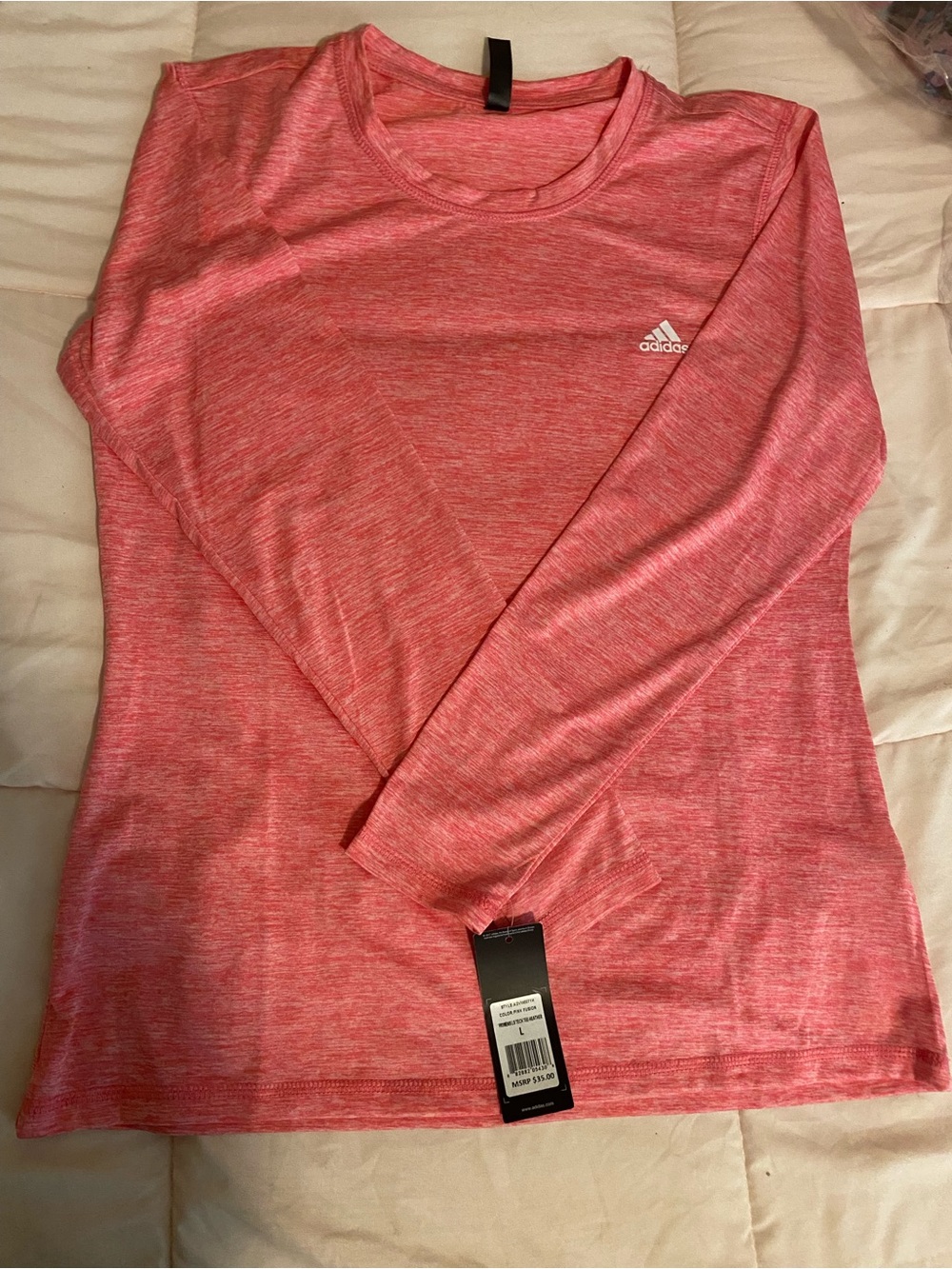 adidas Pink Heather Performance Long Sleeve Top